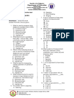 Department of Education: 2 QUARTER Summative Test Grade 8 Carpentry Multiple Choice: Directions: Select The Best