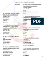 Current Affairs - 600 Mcqs (2019-2020) - Courtesy Aamir Mahar