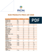 RCM Products Price List 2020