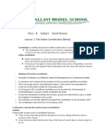 Class - 8 Subject: Social Science Lesson-1 The Indian Constitution (Notes)