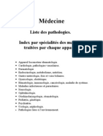 Médecine Liste Des Pathologies Par Chaque Appareil.