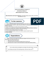 To The Learners: A Self-Learning Module in English 10 2nd Quarter, Module 4: Differentiated Forms of Claim