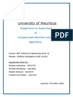 University of Mauritius: Assignment On Supervised & Unsupervised Machine Learning Algorithms