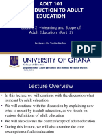 Lecture 2 - Meaning and Scope of Adult Education (Part 2) : Lecturer: Dr. Yvette Ussher