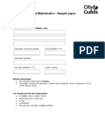 3850 Certificate in Mathematics - Sample Paper Stage 2: Candidate Name (First, Middle, Last)