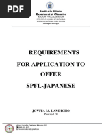 Requirements For Application To Offer Spfl-Japanese: Department of Education