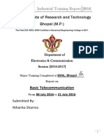 Sagar Institute of Research and Technology Bhopal (M.P.) : Industrial Training Report 2016