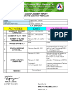 Activities Date Output: For The Month of February