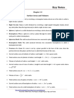 Key Notes: Chapter-13 Surface Areas and Volumes