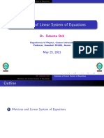 Solutions of Linear System of Equations: Dr. Sukanta Deb