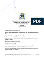 S6uacesubsidiary Mathematics Mock Ndejje SSS Question Paper and Marking Guide