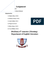 Assignment: BS (Hons) 6 Semester (Morning) Department of English Literature