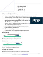 CBSE Class 9 Science Revision Notes Chapter - 11 Work & Energy