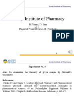 Amity Institute of Pharmacy: B.Pharm, IV Sem Physical Pharmaceutics-II (Practical)