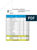 Bill of Quantities & Estimates: Proposed Renovation of Two-Storey Residential Building