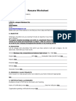 Resume Worksheet