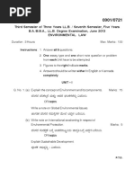 Third Semester of Three Years LL.B. / Seventh Semester, Five Years B.A./B.B.A., LL.B. Degree Examination, June 2013 Environmental Law