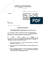 Complainant,: Complaint-Affidavit THE UNDERSIGNED COMPLAINANT Respectfully Alleges