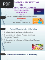 Subject: Modern Marketing OR Marketing Management: Semester: 2 Unit:1