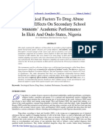 Sociological Factors To Drug Abuse and The Effects On Secondary School Students' Academic Performance in Ekiti and Ondo States, Nigeria