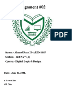 Assignment #02: Name: - Ahmad Raza 20-ARID-1665 Section: - BSCS 2 (A) Course: - Digital Logic & Design