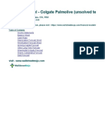 Financial Model - Colgate Palmolive (Unsolved Template) : Prepared by Dheeraj Vaidya, CFA, FRM