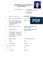 Application For The Post of Additional Government Pleader