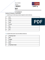 Part of The Body Unit 4 Answer Sheet: Student Name: Ramjas Tuasalamony Student ID Number: 1420119058