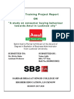 Summer Training Project Report ON: "A Study On Consumer Buying Behaviour Towards Amul in Lucknow City"