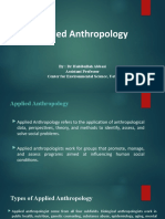 Applied Anthropology: By: DR Habibullah Abbasi Assistant Professor Center For Environmental Science, Uos