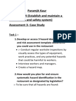 Paramjit Kaur SITXWHS004 (Establish and Maintain A Work Health and Safety System) Assessment 3-Case Study