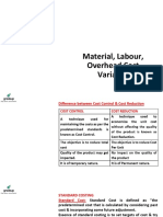 Material Labour Overhead Cost Variance