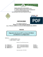 MEMOIRE. Pour L Obtention Du Diplôme de Master en Télécommunications THEME. Migration Du Réseau RTC Au Réseau IP MSAN Installation Et Configuration