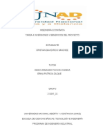 Tarea 4 Inversiones y Beneficios Del Proyecto - INGENIERÍA ECONÓMICA - CRISTIAN - RICO