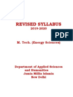 Revised Syllabus: M. Tech. (Energy Sciences)