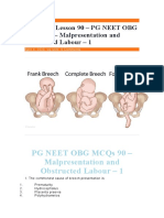 PG Neet Obg Mcqs 90 - Malpresentation and Obstructed Labour - 1