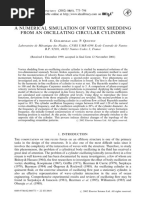 A Numerical Simulation of Vortex Shedding From An Oscillating Circular Cylinder