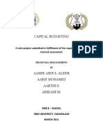 Capital Budgeting: A Mini Project Submitted in Fulfillment of The Requirement of The Internal Assessment