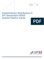 Supplementary Specification To API Specification 6DSS Subsea Pipeline Valves S 708v2020 08