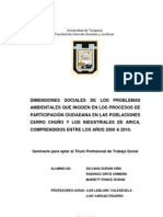 Dimensiones sociales de los problemas ambientales que inciden en los procesos de Participación Ciudadana en las poblaciones Cerro Chuño y Los Industriales de Arica, comprendidos entre los años 2000 a 2010.