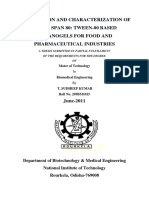 Preparation and Characterization of Novel Span 80: Tween-80 Based Organogels For Food and Pharmaceutical Industries