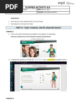 Flipped Activity # 6: PART A - Topic: Grammar - Unit 8A - Reported Speech