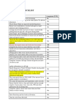 Front Desk Checklist: Description of Tasks (Y/N)