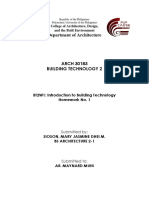 Department of Architecture: BT2W1: Introduction To Building Technology Homework No. 1