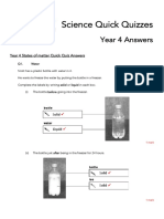 Science Quick Quizzes: Year 4 Answers