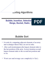 Sorting Algorithms: Bubble, Insertion, Selection, Quick, Merge, Bucket, Radix, Heap