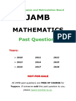 Jamb Mathematics Past Questions