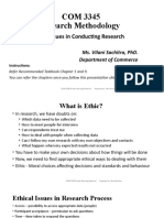 COM 3345 Research Methodology: Ethical Issues in Conducting Research