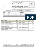 Examen de Fin de Formation TSFC Session de Juin 2019 Synthese Variante 1