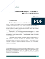 Em Torno Da Declaração Antecipada de Não Cumprimento - Carlos Saraiva